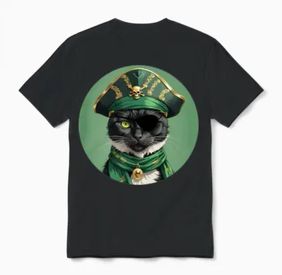 Pirate Cat Unisex T-Shirt - Black