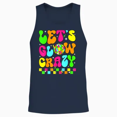 Let's Crazy Retro Birthday Party Glowing 80s 90s Group Team Unisex Tank Top - Navy