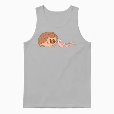 Retro Hedgehog and Worm Friends Unisex Tank Top - Ash