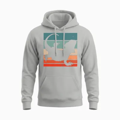 Vintage Retro Bearded Dragon Unisex Hoodie - Ash