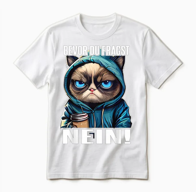 Katze Spruch Lustig Geschenk I Bevor Du Fragst Nein Unisex T-Shirt in White