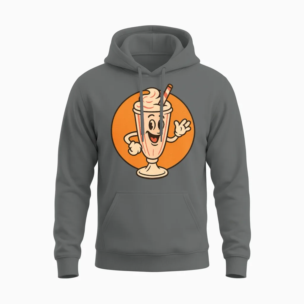 Retro Milkshake Mascot Unisex Hoodie - Graphite Heather