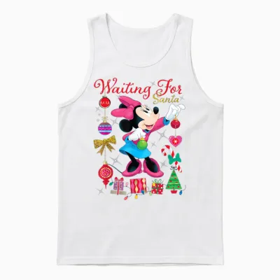 Disney Minnie Mouse Christmas Waiting for Santa Holiday Unisex Tank Top - White