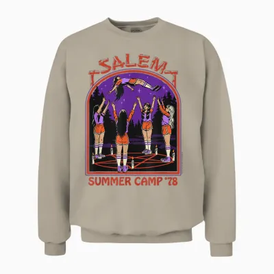 Salem Summer Camp Witch Sarcastic Retro Funny Adult Humour Unisex Sweatshirt - Sand
