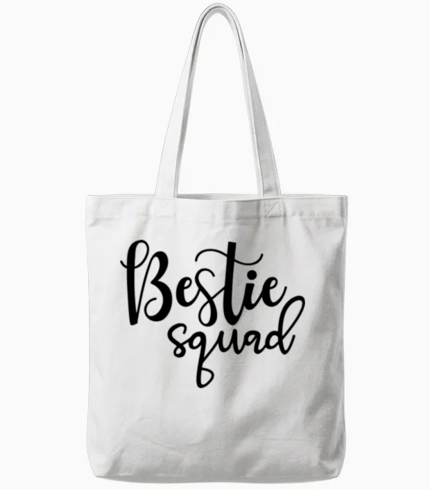 Bestie Squad 01 Tote Bags in White