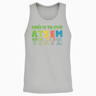 Atsem Women's Funny Atsem Maternelle School End of Year T-Shirt, Black, S Unisex Tank Top - Ash