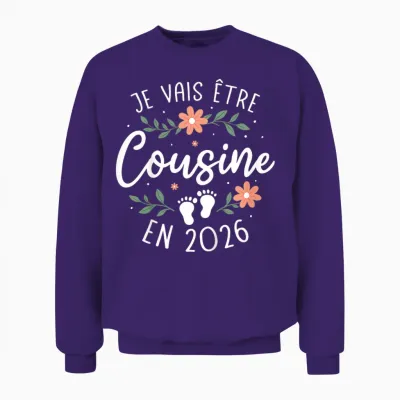 I Will Be Cousin in 2026 - Pregnancy Cousine Unisex Sweatshirt - Purple