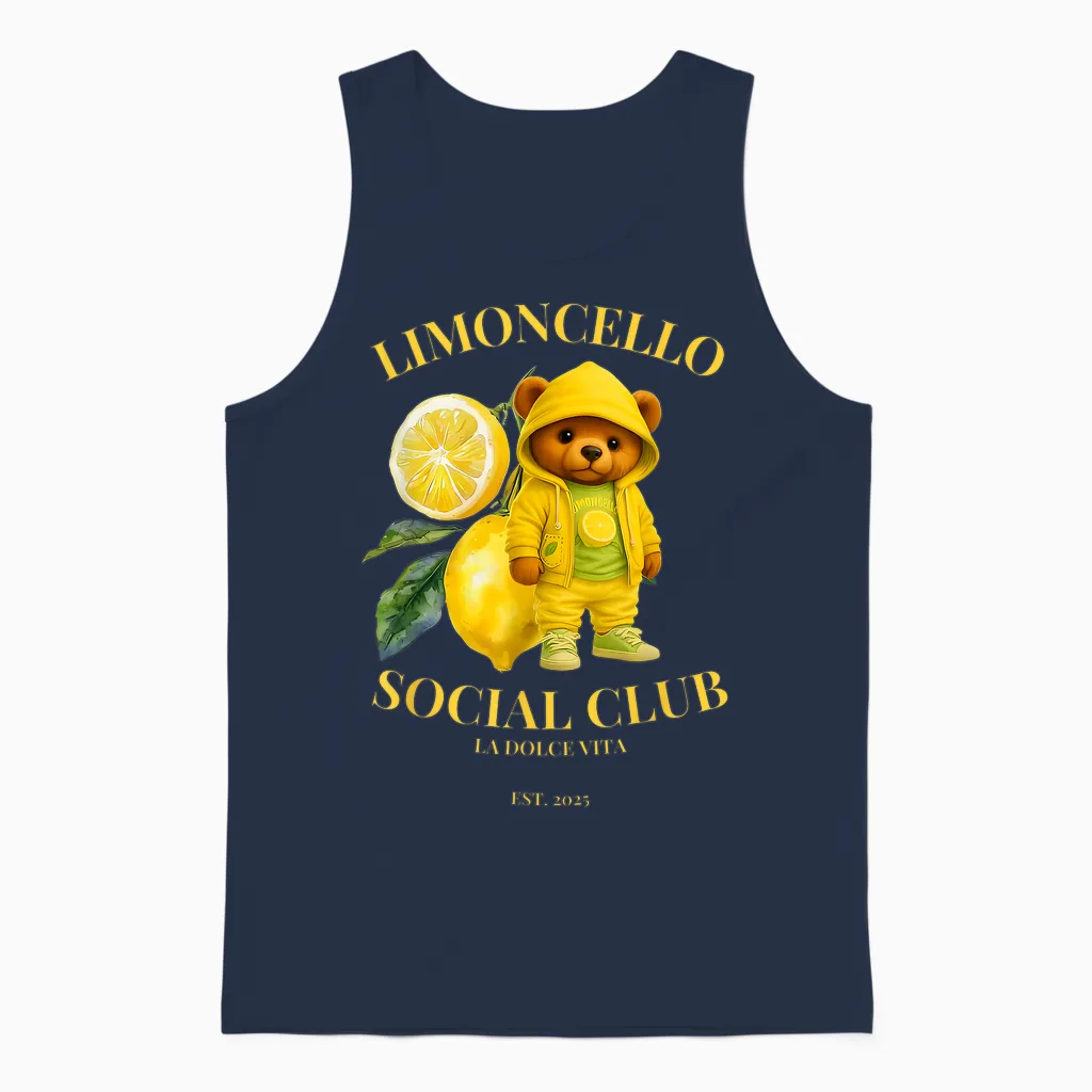 Limoncello Social Club La Dolce Vita Unisex Tank Top in Navy