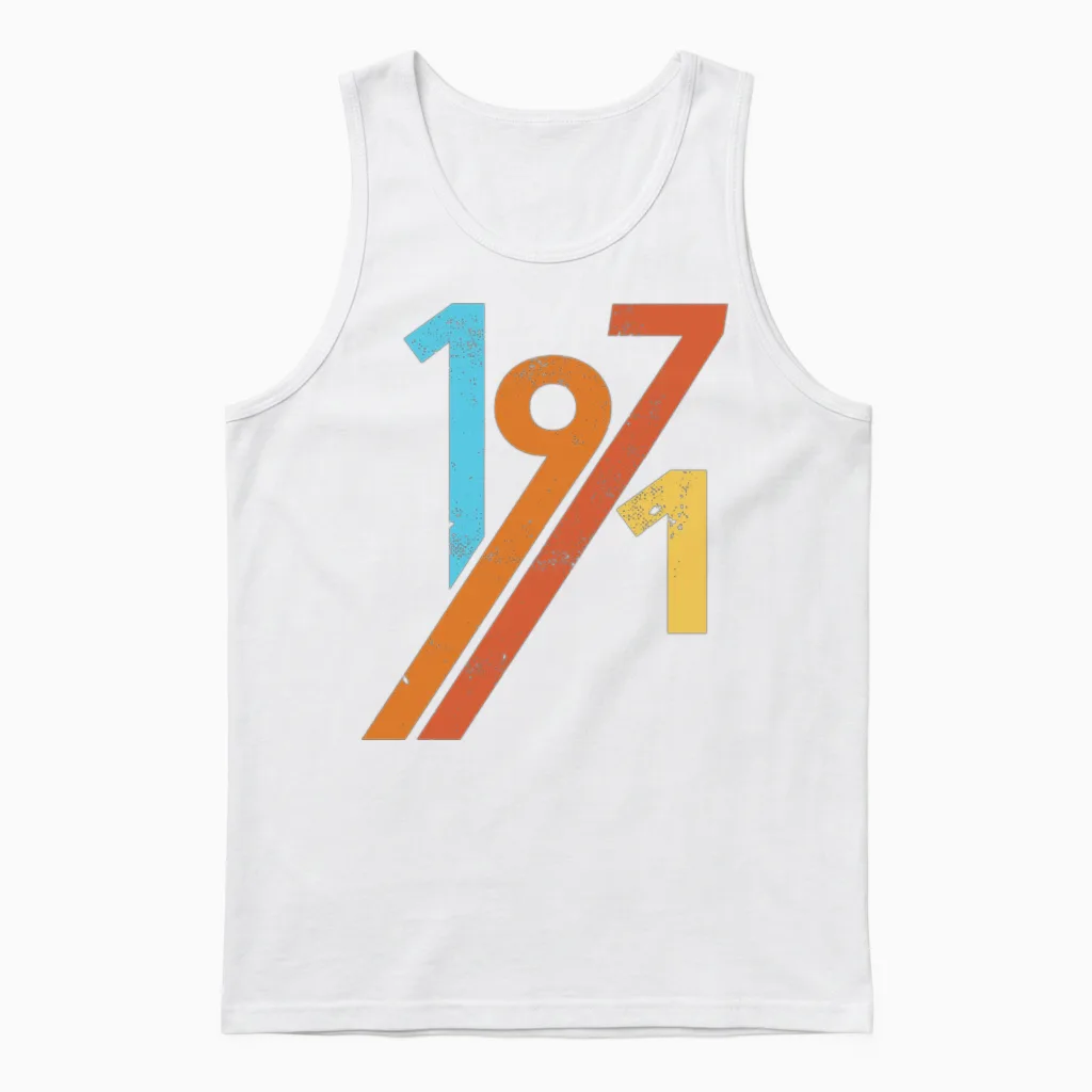 1971 Vintage Retro Birthday Unisex Tank Top in White