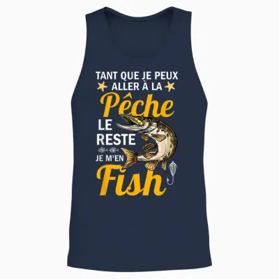 Fisherman the Rest I M'en Fish Fish Humour Fishing Idea T-Shirt, Black, S Unisex Tank Top - Navy