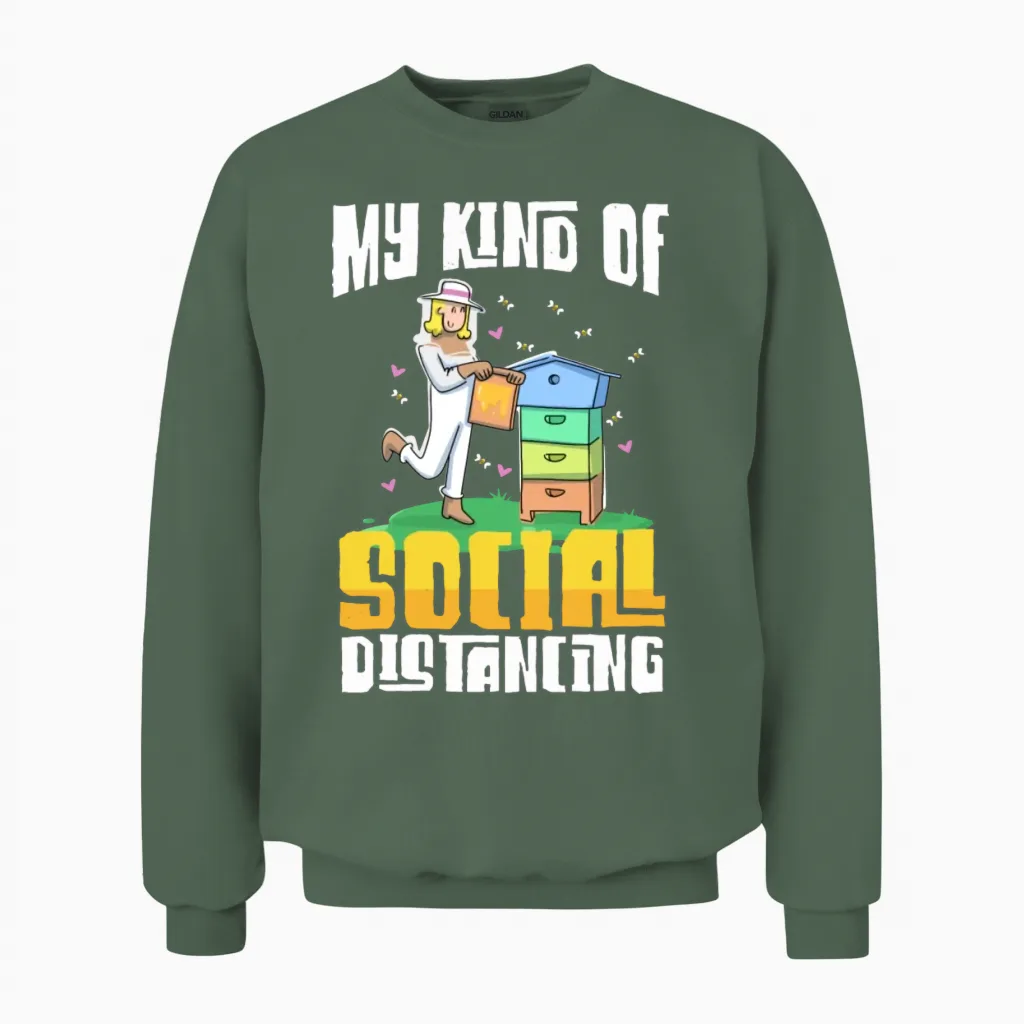 Beekeeper Social Distance Humor Unisex Sweatshirt in Military Green