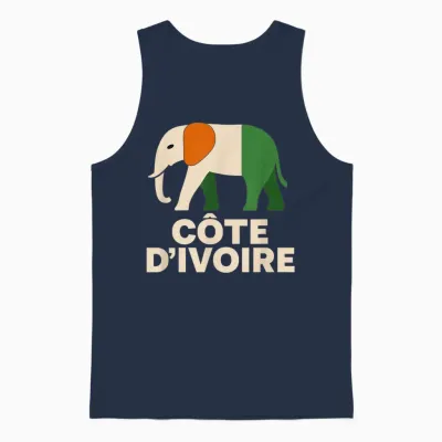 Ivory Coast Elephant Côte D’ivoire Flag. Men, Women & Unisex Tank Top - Navy