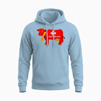 Swiss Flag Swiss Cow Swiss Alps Unisex Hoodie - Light Blue