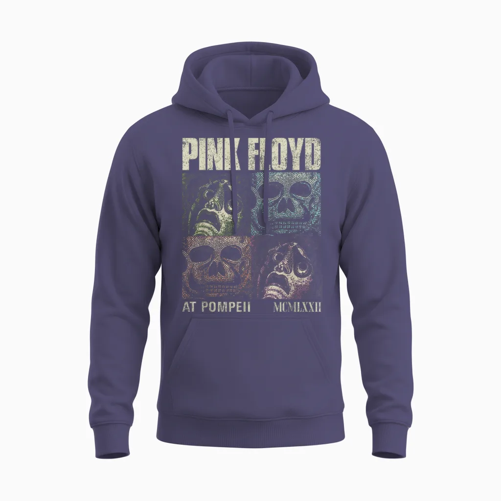 Pink Floyd in Concert at Pompéi Memento Mori T-Shirt, Black, S Unisex Hoodie in Heather Sport Dark Navy