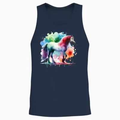Horse Colorful Unisex Tank Top - Navy