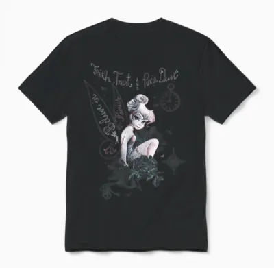 Disney Peter Pan Tinker Bell Believe Drawing Portrait Unisex T-Shirt - Black