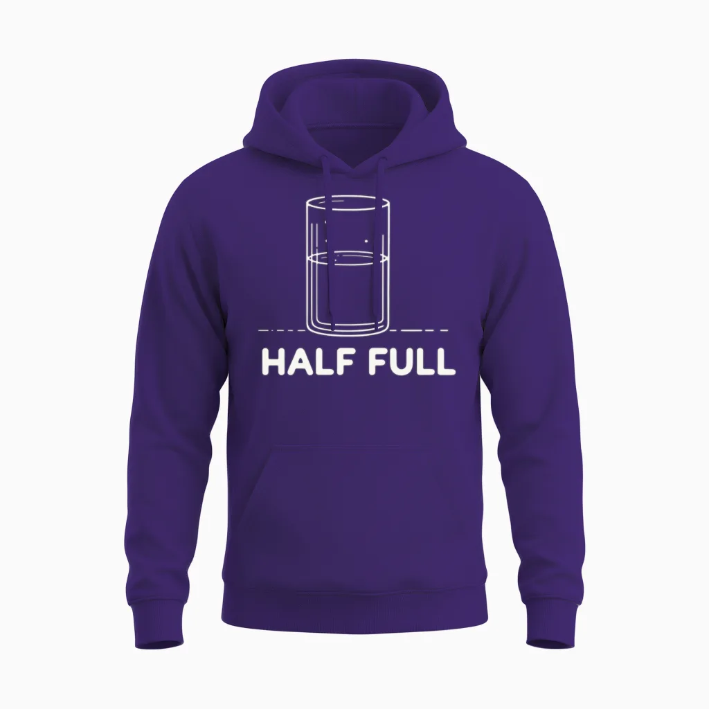 Half Full Unisex Hoodie in Purple