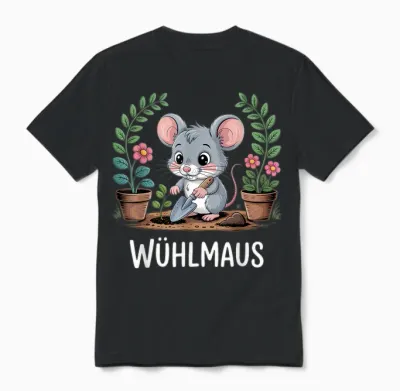Wühlmaus Maus Garten Spruch Unisex T-Shirt - Black