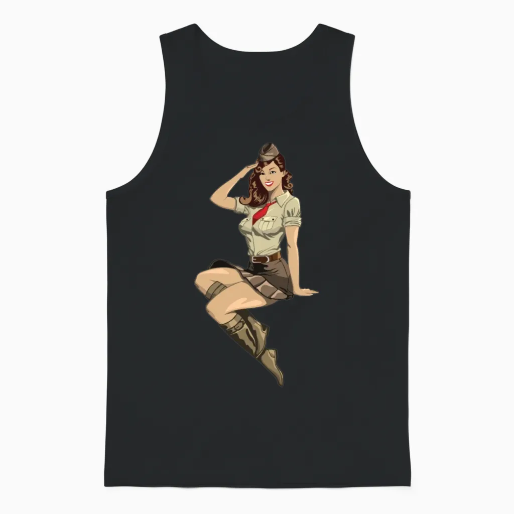 Pinup Salute Unisex Tank Top in Black