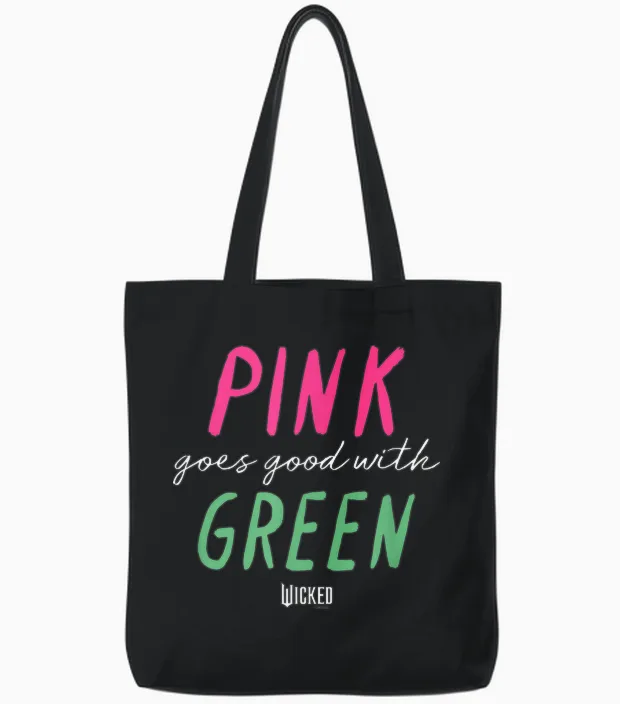 Wicked Pink Goes Good with Green Tote Bags in Black