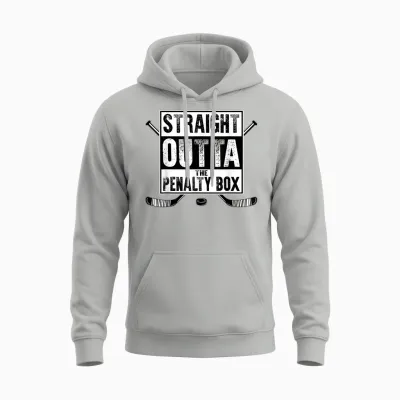 Ice Hockey Player Gift Straight Outta the Penalty Box Unisex Hoodie - Ash