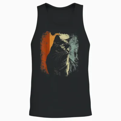 Chartreux Katze Retro Style Unisex Tank Top - Black