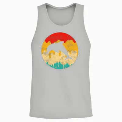 Dolphin Retro Unisex Tank Top - Ash