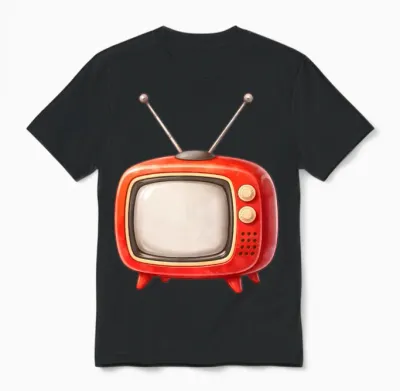 Retro Tv Illustration Unisex T-Shirt - Black