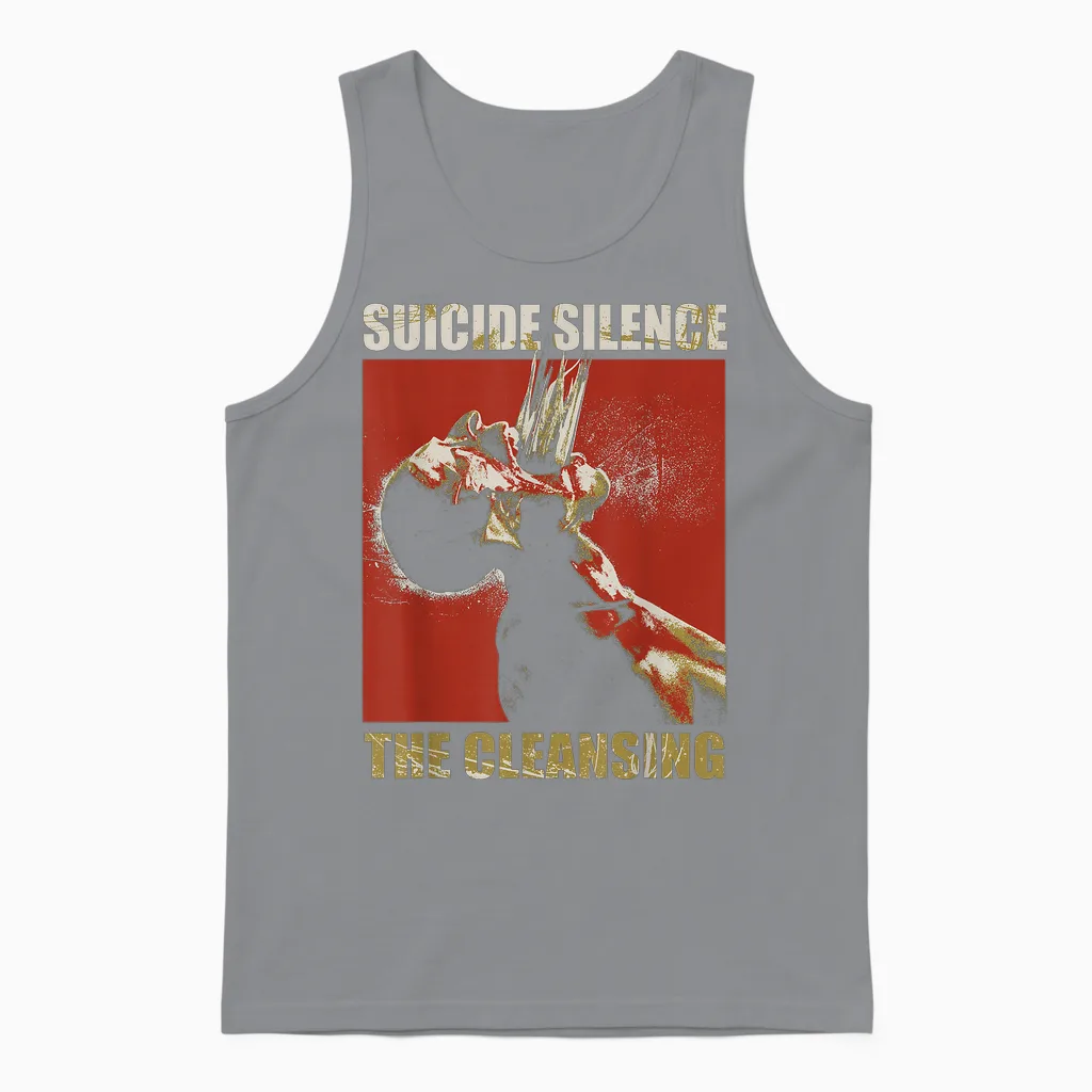 Suicide Silence Official Merchandise - Cleaning Block T-Shirt, Black Unisex Tank Top in Sport Grey