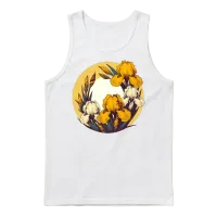 Retro Yellow Irises Unisex Tank Top - White – 1