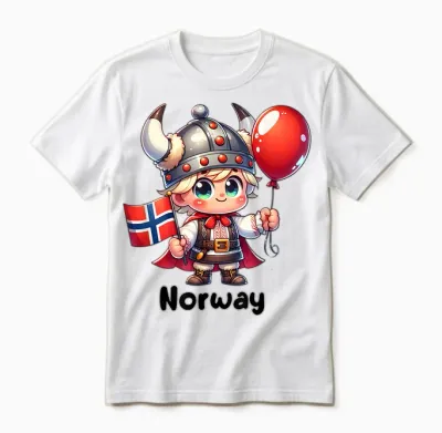 Norwegen Flagge Für Kinder, Norwegen T-Shirt, Norwegische Flagge Mädchen Unisex T-Shirt - White