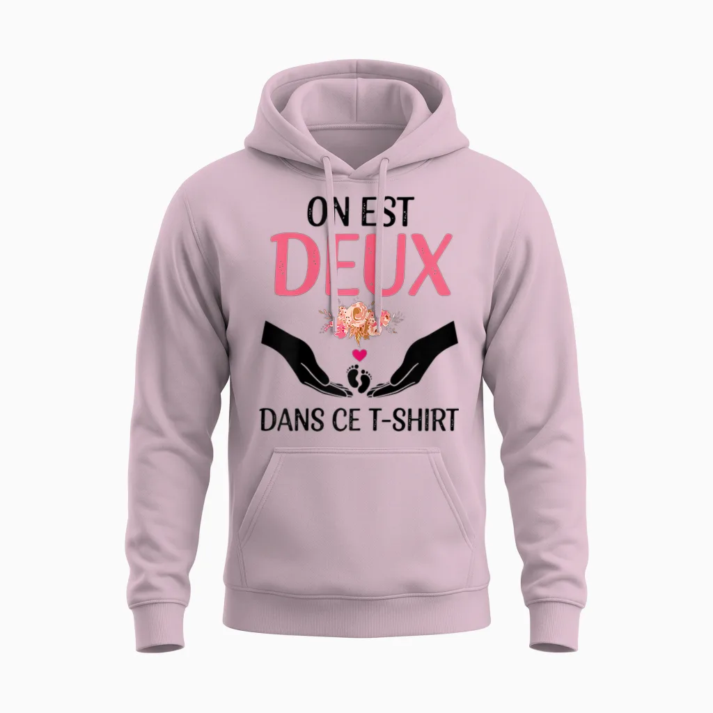 Pregnancy Announcement One Is Two in This Unisex Hoodie in Light Pink