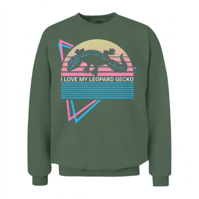 Leopard Gecko Retro Unisex Sweatshirt - Military Green