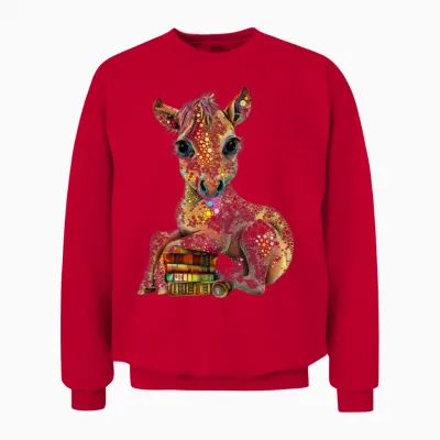 Literary Foal: a Pointillism Tale of Wisdom Unisex Sweatshirt - Red