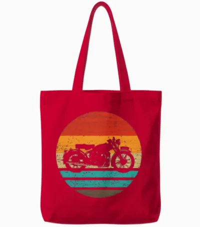 Motorcycle Retro Style Vintage Tote Bags - Red