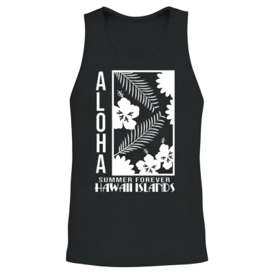 Fresh Hawaiian Style Tshirt Design Hawaii Island Unisex Tank Top - Black