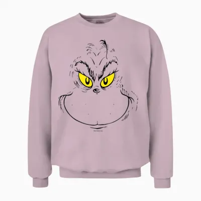 The Grinch Face Officially Licensed Unisex Sweatshirt - Light Pink