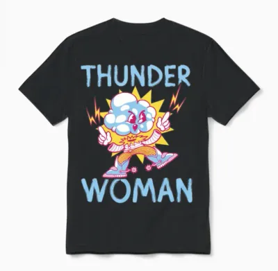 Thunder Woman Thunderstorm Design Unisex T-Shirt - Black