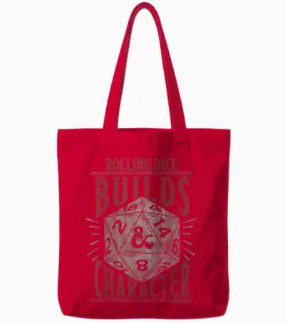Dungeons & Dragons Rolling Dice Builds Character Short Sleeve Tote Bags - Red