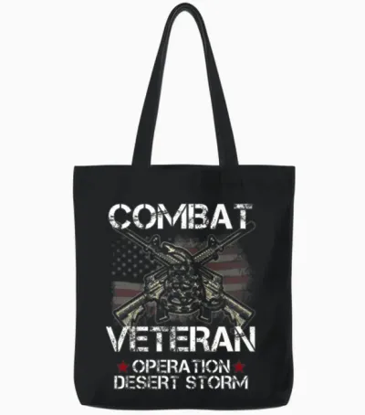 Combat Veteran Desert Storm Military Tote Bags - Black