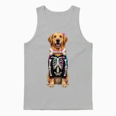 Neon Skeleton Dog Unisex Tank Top - Ash