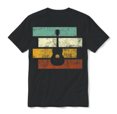 Guitar Retro Unisex T-Shirt - Black