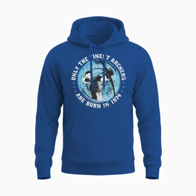 Archer Born in 1974 Vintage Birthday Arrow-Sports Unisex Hoodie - Royal
