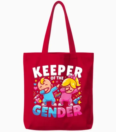 Keeper of the Gender Cute Gender Reveal Party Tote Bags - Red