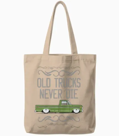 Old Trucks Limestone Green Tote Bags - Natural
