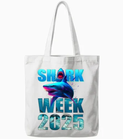 Funny Shark Lover 2025 – Ocean Conservation Week Tote Bags - White