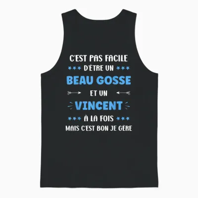 Beau Gosse Super Vincent Boy Funny Name Vincent T-Shirt, Black, S Unisex Tank Top - Black