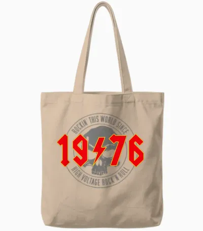 1976 Vintage Birthday Rock and Roll Heavy Metal T-Shirt, Black Tote Bags - Natural