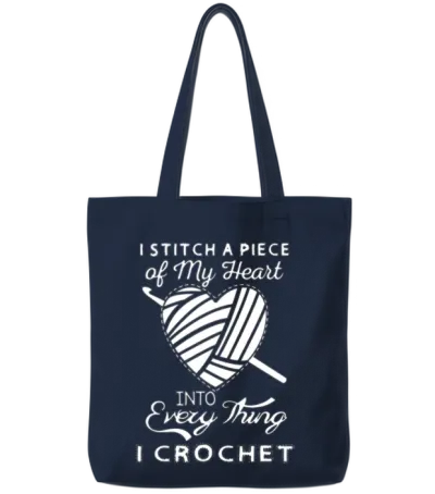 I Crochet Tote Bags - Navy