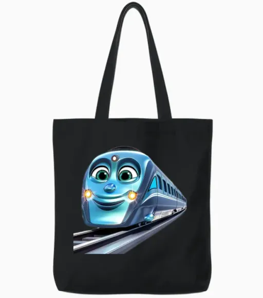 Funny Train Tote Bags - Black